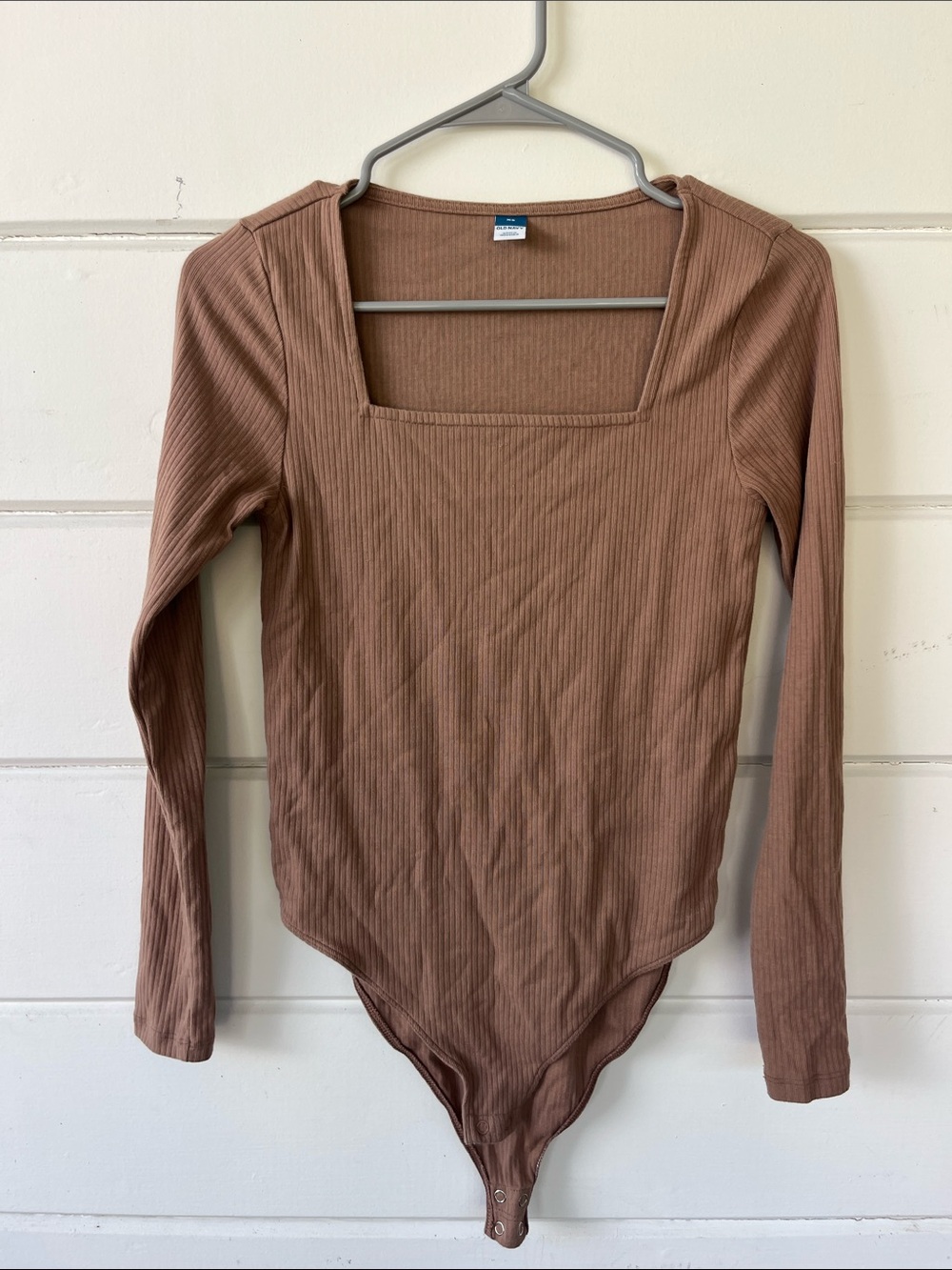 Old Navy Ribbed Square-Neck Long-Sleeve Bodysuit - Brown